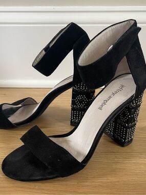Jeffrey Campbell Black Suede Studded Block Heel Sandals